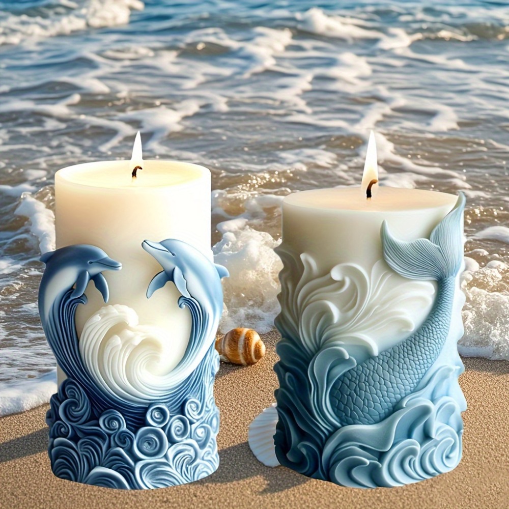 Molde de vela de silicona con  - Resin Ocean Wave Mold reseña y precio