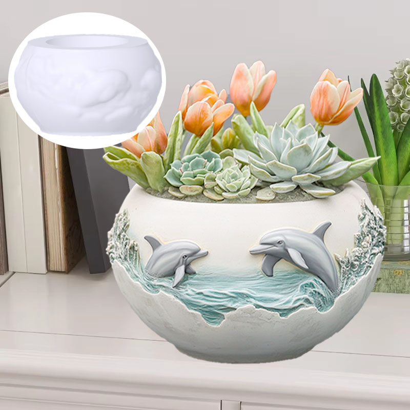 Pareja delfín alivio planta su - Resin Ocean Wave Mold reseña y precio