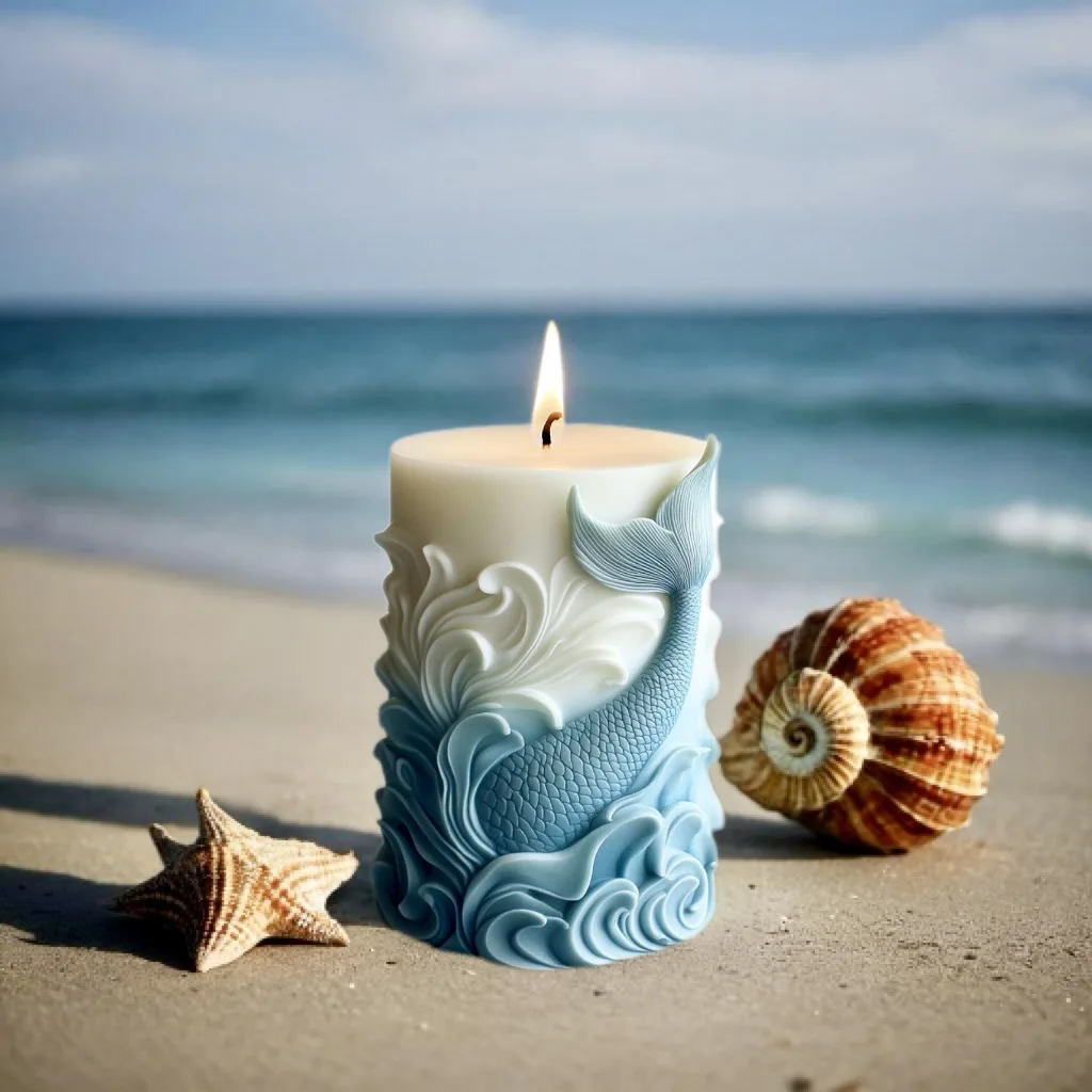 DIY ola de mar espuma vela cil - Resin Ocean Wave Mold reseña y precio